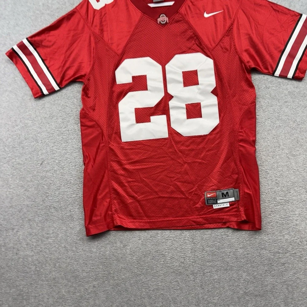 NIKE OHIO STATE BUCKEYES FOOTBALL JERSEY #28 MENS Medium OSU RED BEANIE WELLS‎